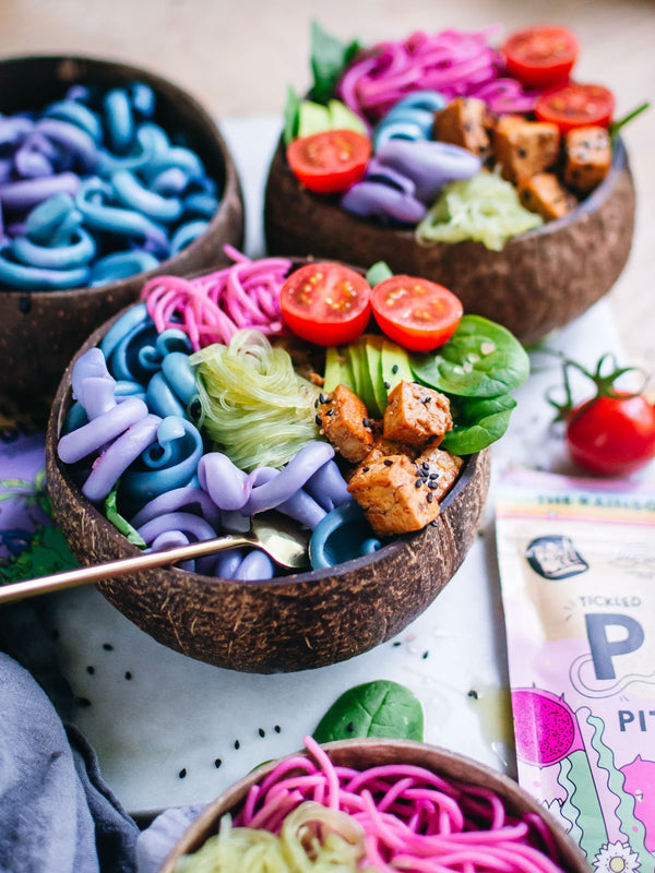 Rainbow Pasta with Simple Tofu | Rawnice